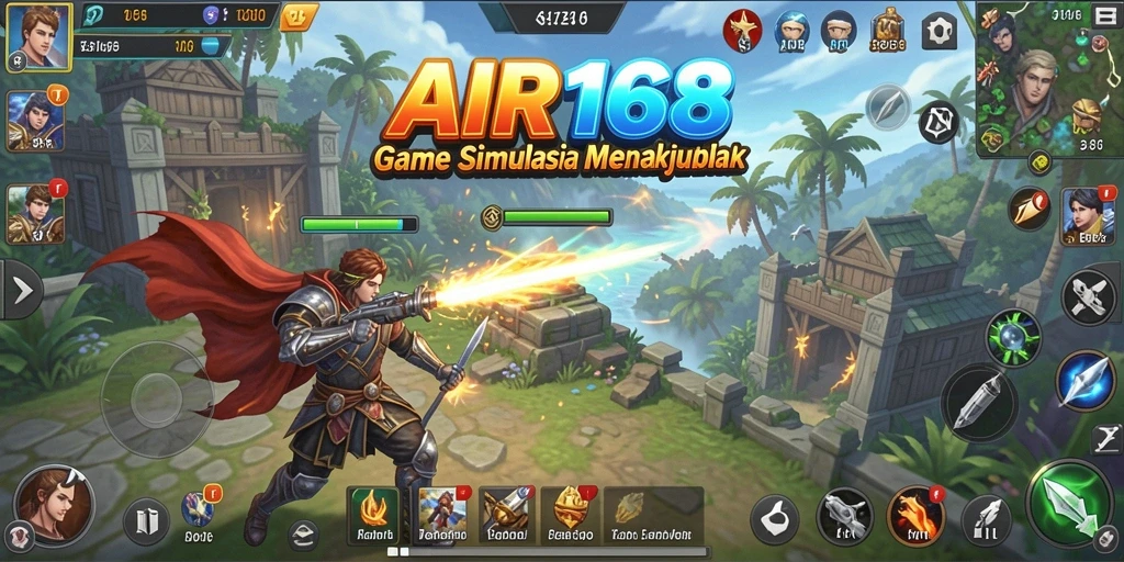 Screenshot utama AIR168 menampilkan gameplay simulasi yang penuh warna dan detail.