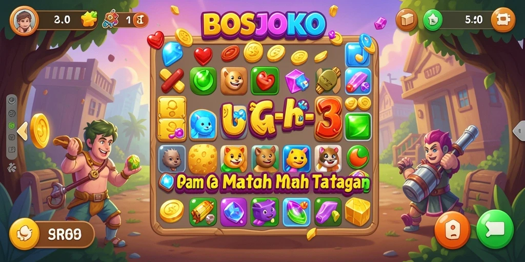 Tampilan gameplay <strong>BOSJOKO</strong> yang penuh warna dan menantang.