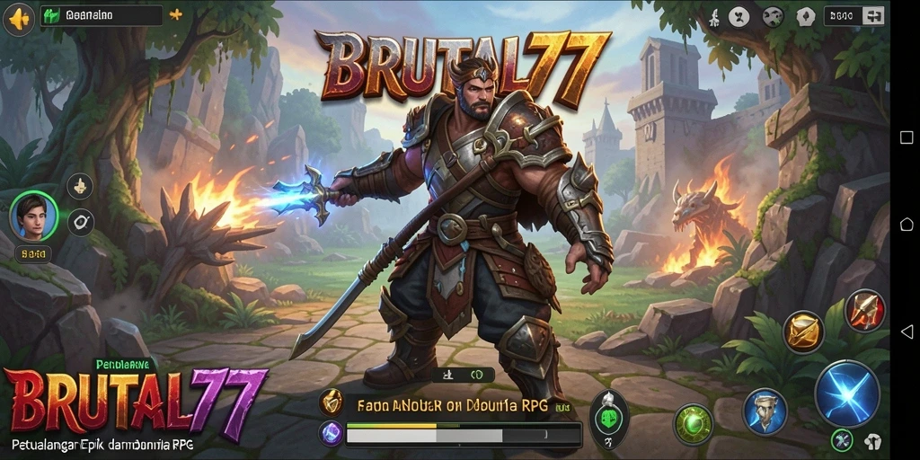 Gameplay seru di <strong>BRUTAL77</strong> yang menampilkan pertempuran RPG yang mendebarkan.