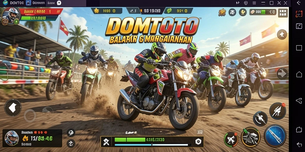 Tangkapan layar dari gameplay seru balapan motor di DOMTOTO.
