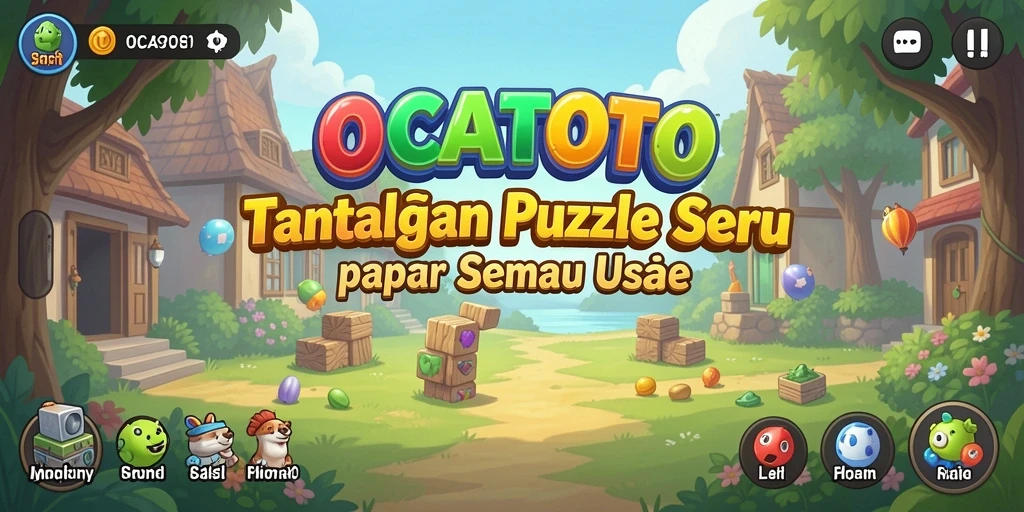 Tampilan gameplay seru dari OCATOTO di level puzzle menantang.