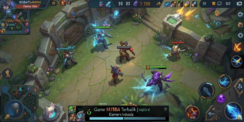 Tangkapan layar utama dari gameplay MOBA yang mendebarkan.