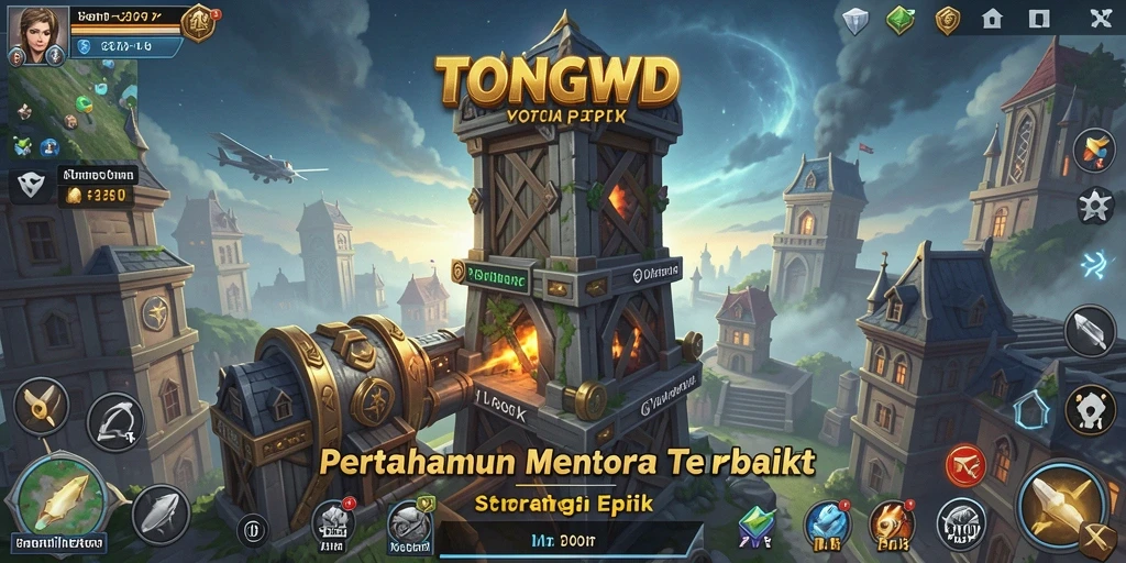 Tangkapan layar TONGWD menampilkan strategi menara pertahanan yang menarik.