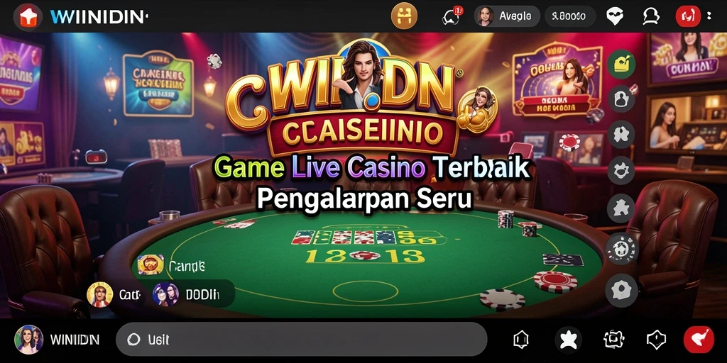 Screenshot gameplay WINIDN menampilkan dealer langsung dan suasana kasino yang realistis.